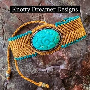 Genuine Hand Carved American Turquoise Bracelet